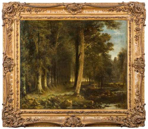 John Gendall [1790-1865]- The Edge of The Wood-:, figures on a path,