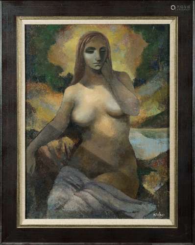 * Christine Nisbet [1902-1990]- Bathsheba,:- signed bottom right oil on board, 59 x 44cm.