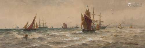 Thomas Bush Hardy [1842-1897]- Shipping off a coast,