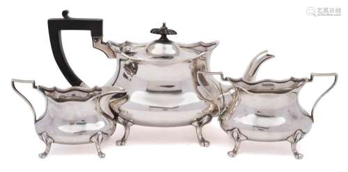 A George V silver three-piece tea service, maker Cooper Brothers & Sons, Sheffield,