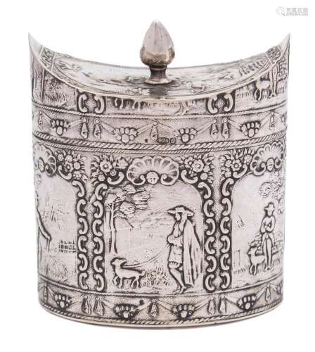 A 19th century Dutch silver tea caddy, bears import marks for Chester,