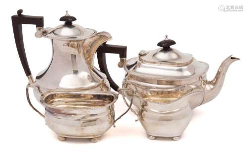 An Elizabeth II silver four-piece tea and coffee service, maker Adie Brothers, Birmingham,