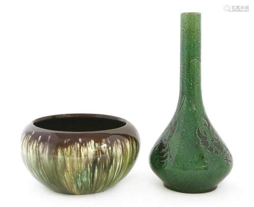 A green pottery vase,