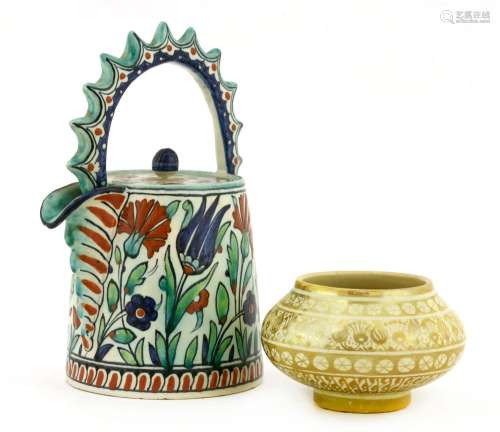 A Cantagalli Iznik-style pottery teapot,