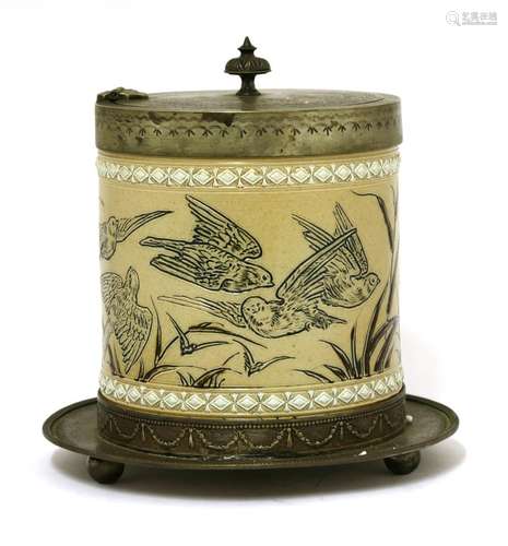 A Doulton Lambeth biscuit barrel,