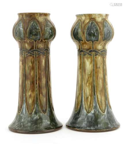 A pair of Royal Doulton stoneware vases,