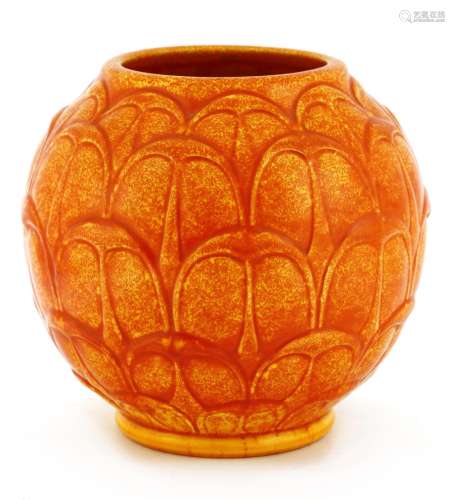 A Pilkington Lancastrian orange artichoke vase,