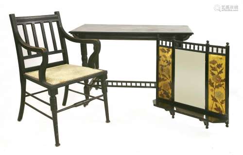 An Aesthetic ebonised and gilt side table,