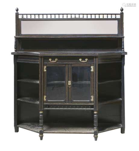 An Aesthetic ebonised and gilt side cabinet,