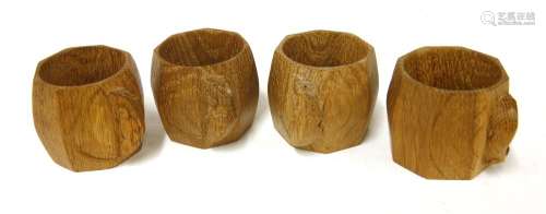 A set of four Robert 'Mouseman' Thompson oak napkin rings,