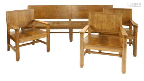 A French oak lounge suite,