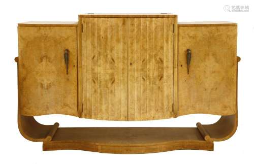 An Art Deco burr maple sideboard,