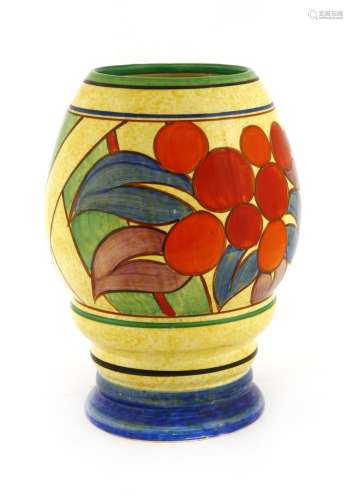 A Clarice Cliff 'Berries' café au lait vase,