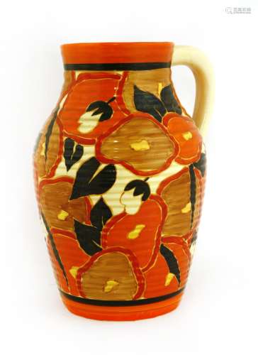 A Clarice Cliff 'Orange Chintz' single-handled Lotus vase,