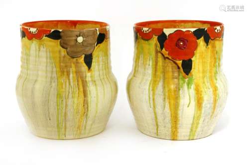 A pair of Clarice Cliff 'Lydiat' vases,