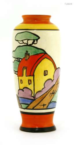 A Clarice Cliff 'Orange Roof Cottage' vase,