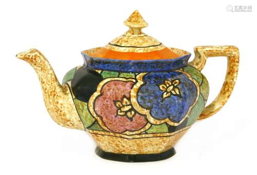 A Clarice Cliff 'Gardenia' café au lait Athens teapot and cover,