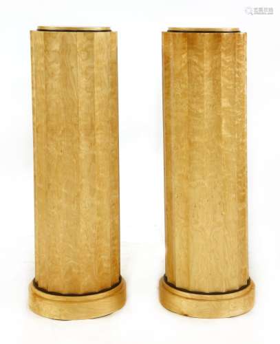 A pair of Art Deco-style maple columns,