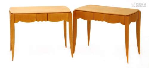 A pair of maple side tables,