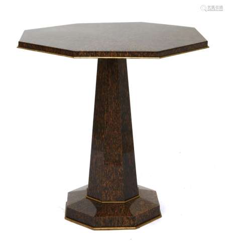 An Art Deco octagonal palmwood centre table,