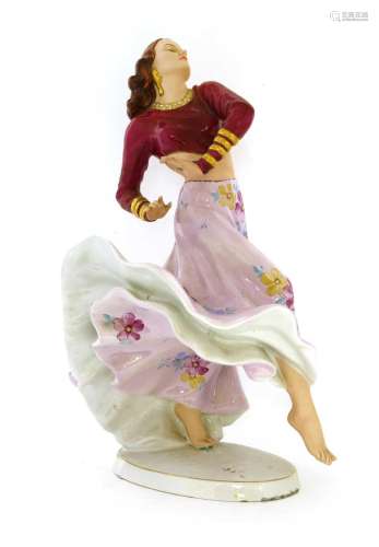 A Royal Dux figure of a dancer,