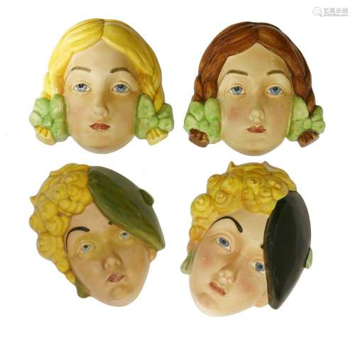 Four Beswick ware pottery wall masks,