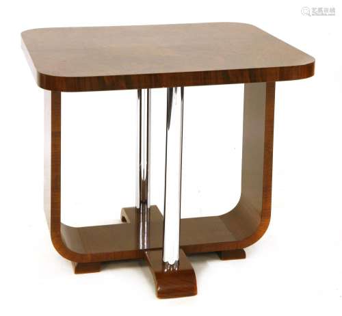 An Art Deco walnut table,