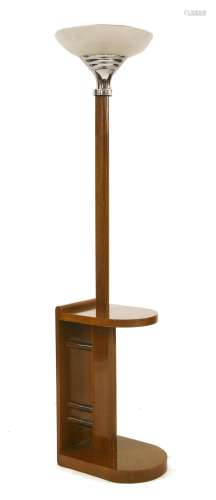 An Art Deco oak uplighter,