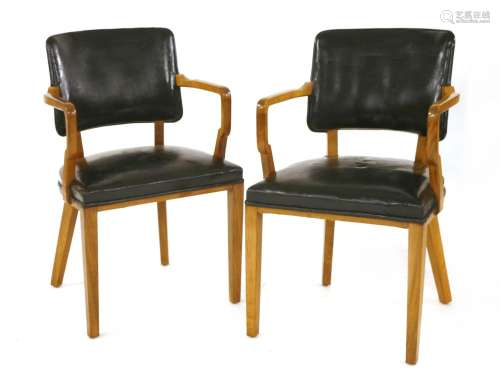 A pair of Art Deco walnut elbow chairs,