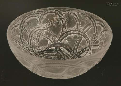 A Lalique 'Pinsons' moulded glass bowl,