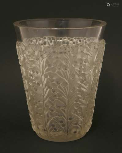 A Lalique moulded glass vase,