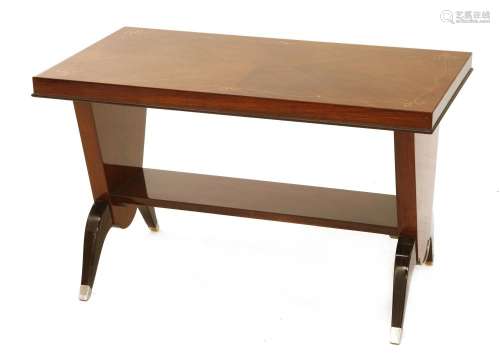 An Art Deco inlaid walnut and Macassar coffee table,