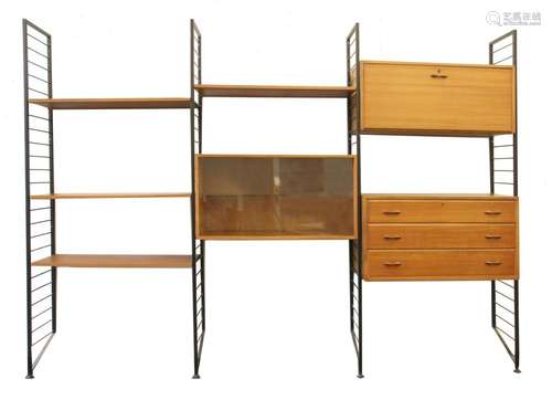 A Staples teak 'Ladderax' wall unit,