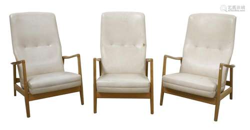 Three ash lounge chairs,