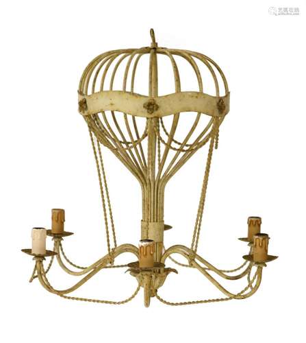 A French painted-metal chandelier