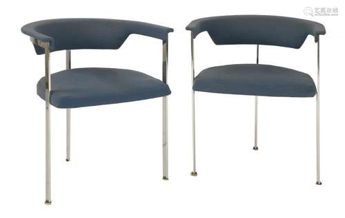 A pair of Merrow Associates' chrome side chairs,