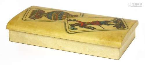 An Aldo Tura lacquered parchment games box,