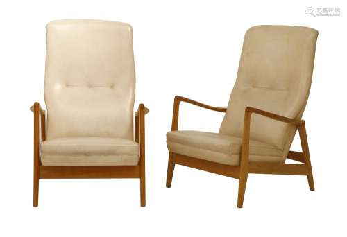 A pair of ash lounge chairs,