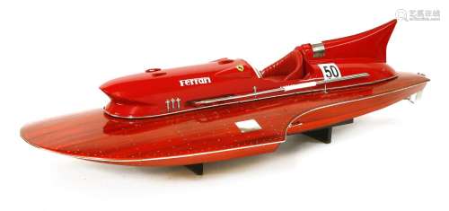 A model of Timossi Ferrari's Hydroplane 'Arno X1',
