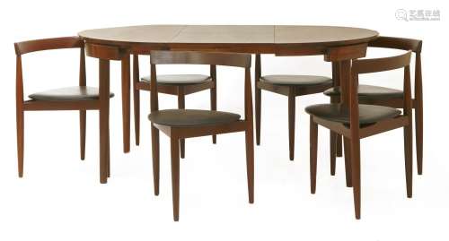 A Danish rosewood dining table and six chairs, §