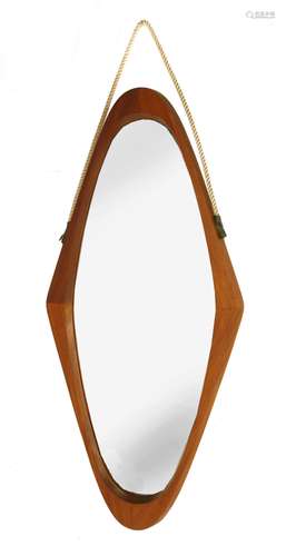 A teak wall mirror,