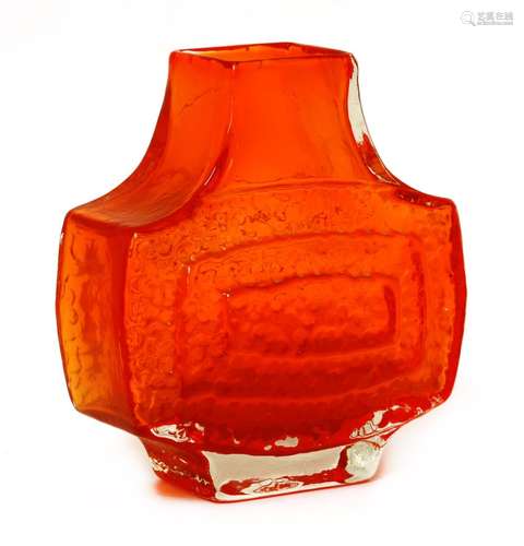 A Whitefriars' orange glass 'TV' vase,