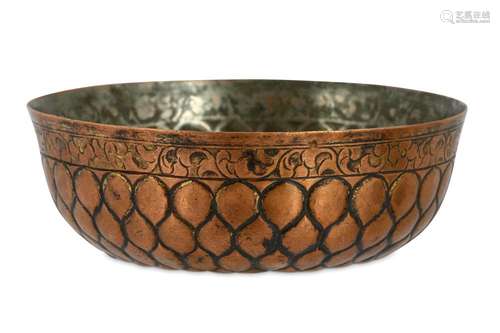 A SMALL GILT COPPER ALLOY (TOMBAK) BOWL