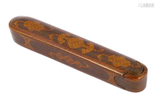 *A SMALL QAJAR LACQUERED PAPIER-MÂCHÉ PEN CASE (QALAMDAN)