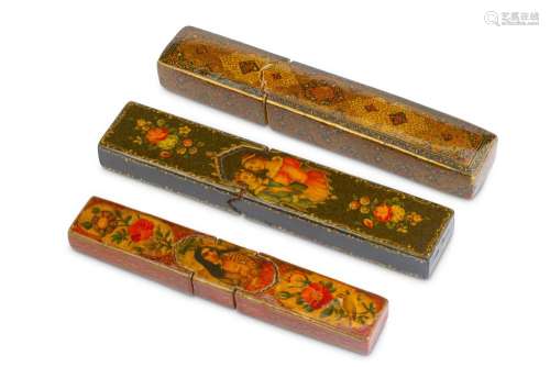 THREE LACQUERED PAPIER-MÂCHÉ WAFER SEAL CASES