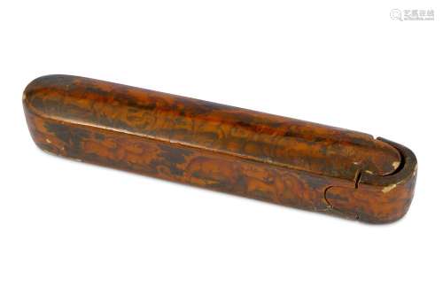 A QAJAR LACQUERED PAPIER-MÂCHÉ PEN CASE (QALAMDAN)