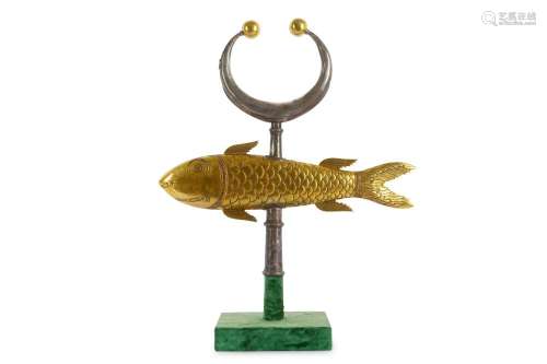 A FISH-SHAPED SILVER GILT PROCESSIONAL STANDARD FINIAL ('ALAM)
