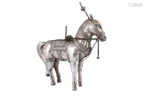 A CEREMONIAL SILVER HORSE