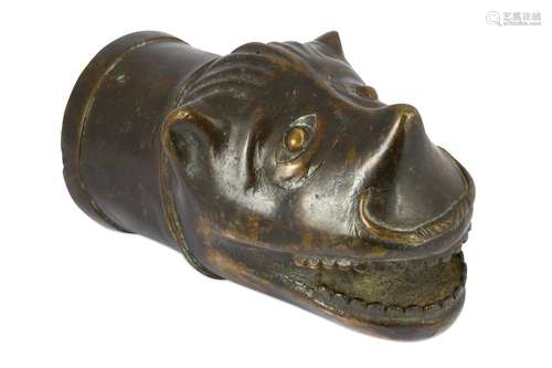 A ZOOMORPHIC INDIAN BRONZE PALANQUIN FINIAL (PALKI-BALLI KA AKHIR)