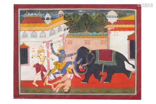 RAMA AND LAKSHMANA FIGHTING THE ELEPHANT-DEMON